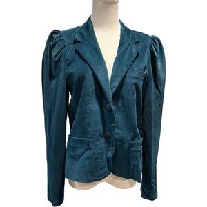 VTG Levi’s Corduroy Women’s Medium Teal Puff Sleeve Blazer Jacket Academia